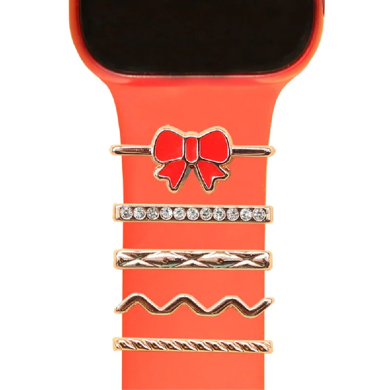 Apple Watch Series 8 (45mm) / (41mm) / Ultra rhinestone watch strap charms - Red Ribbon