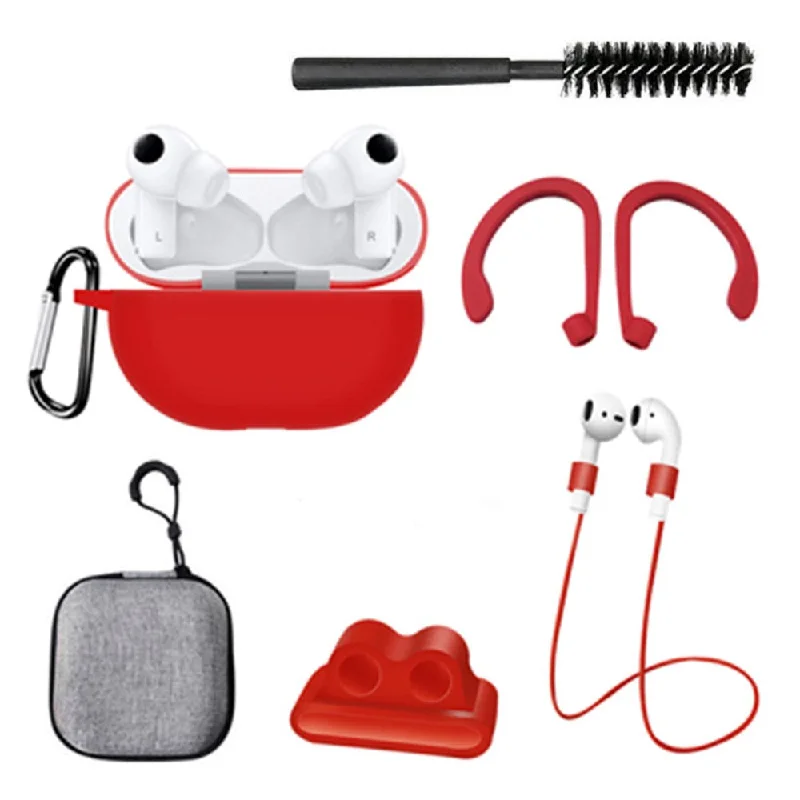 Huawei FreeBuds Pro silicone cover with brush set and storage bag - Red