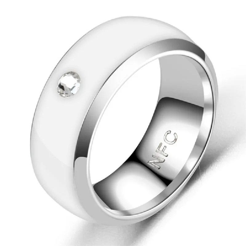 Smart editable stainless steel multifunctional NFC ring - White / 13#